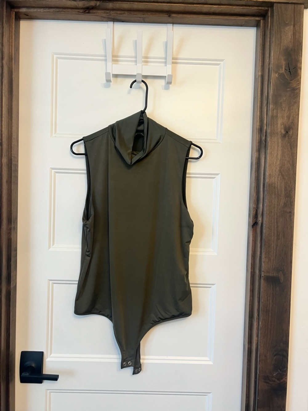 Express Olive Green Sleeveless Mock Neck Bodysuit